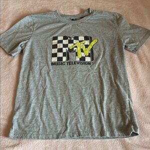MTV Checkered Logo Gray Tee